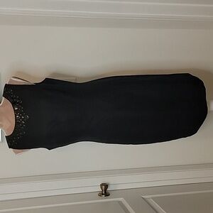 Talbots 100% Linen Black Dress w/Black Beaded Design at Neckline, EUC, Size 10